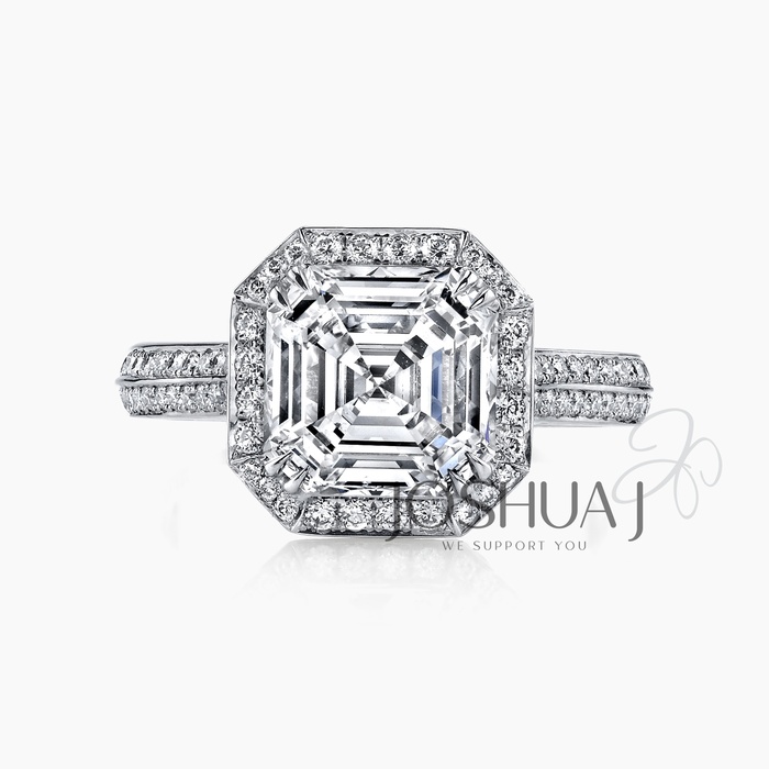 Asscher Diamond Halo Ring