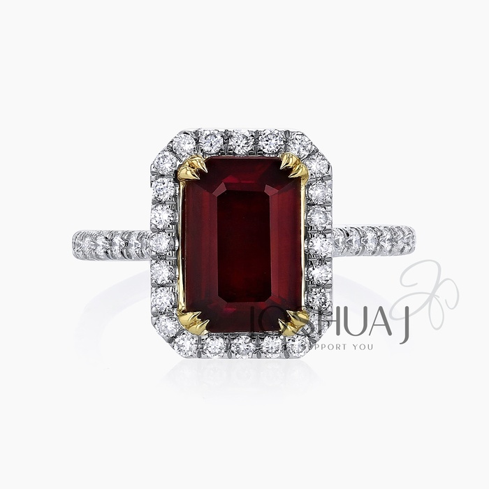 Emerald-Cut Diamond Halo Ring