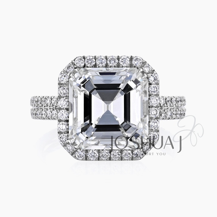 Asscher Diamond Halo Ring