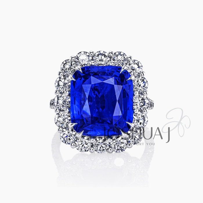 Cushion Sapphire Halo Ring