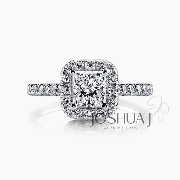 Princess Diamond Halo Ring