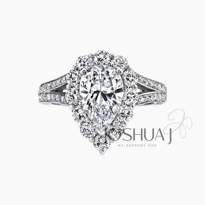 Pear Diamond Halo Ring