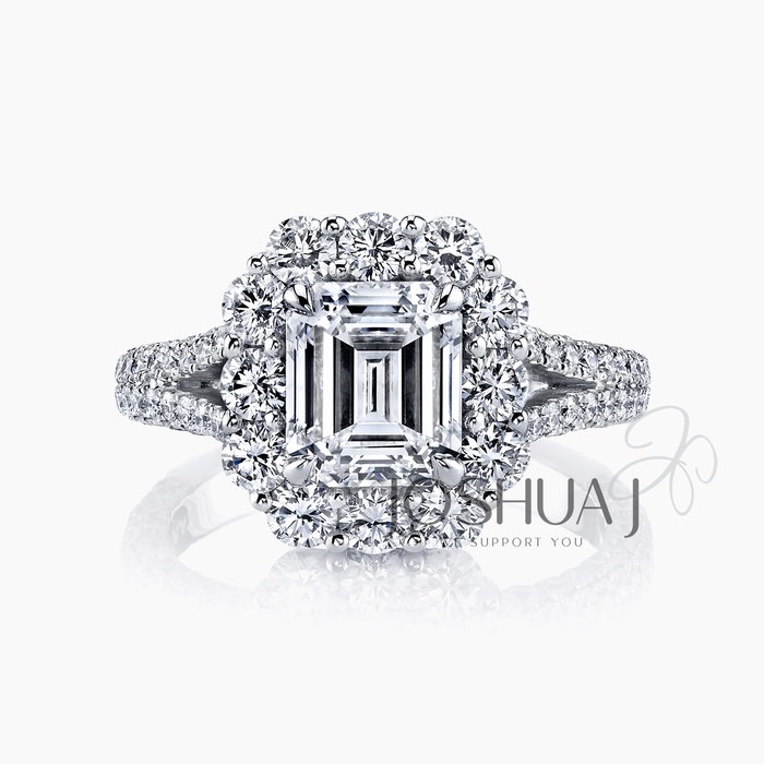 Emerald-Cut Diamond Halo Ring