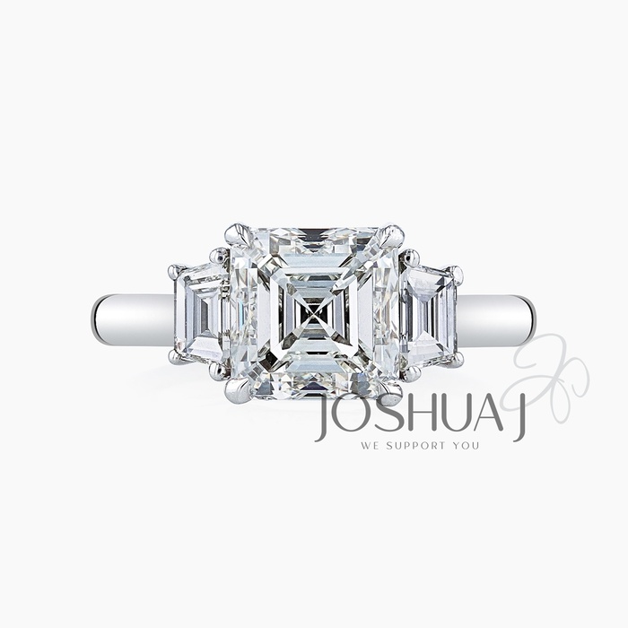 Asscher Diamond Three-Stone Ring