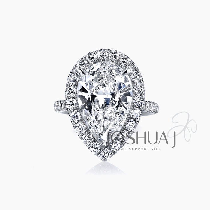 Pear Diamond Halo Ring