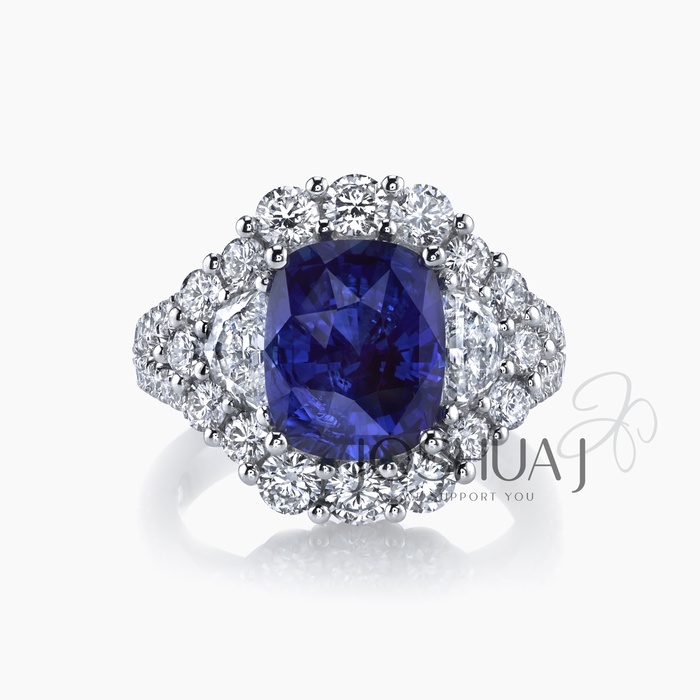 Cushion Sapphire Halo Ring