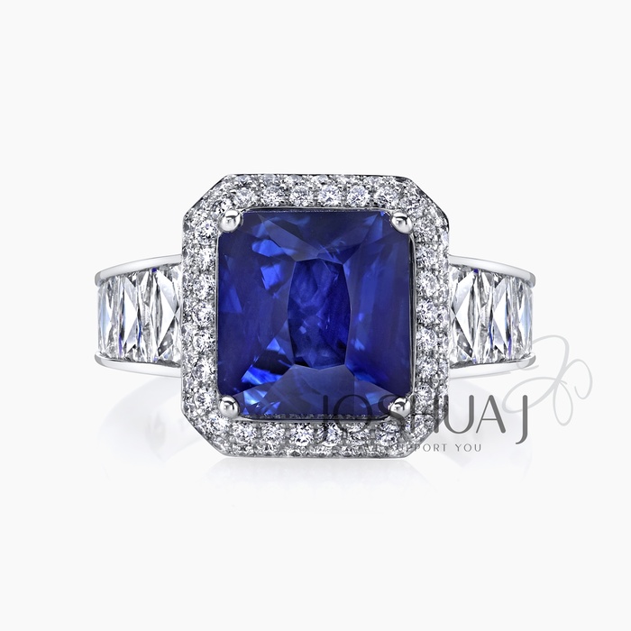 Radiant Sapphire Halo Ring