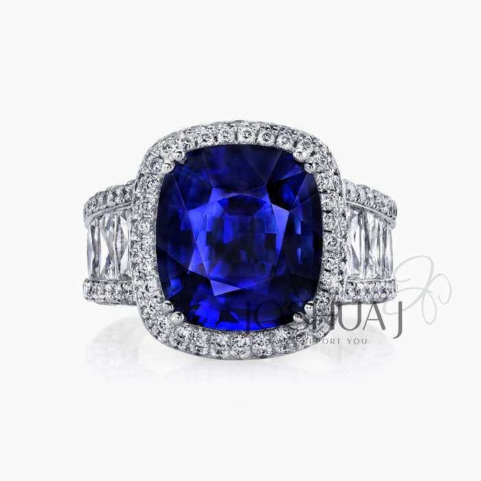 Cushion Sapphire Halo Ring
