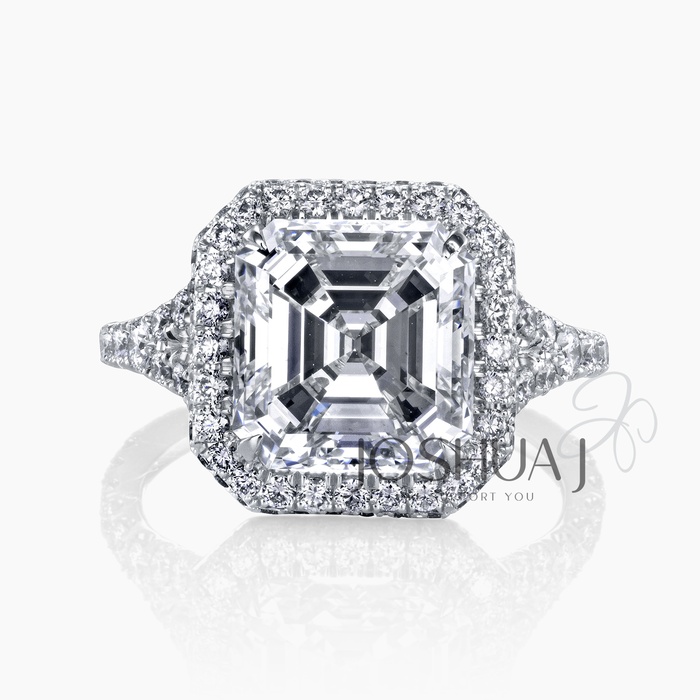 Asscher Diamond Halo Ring