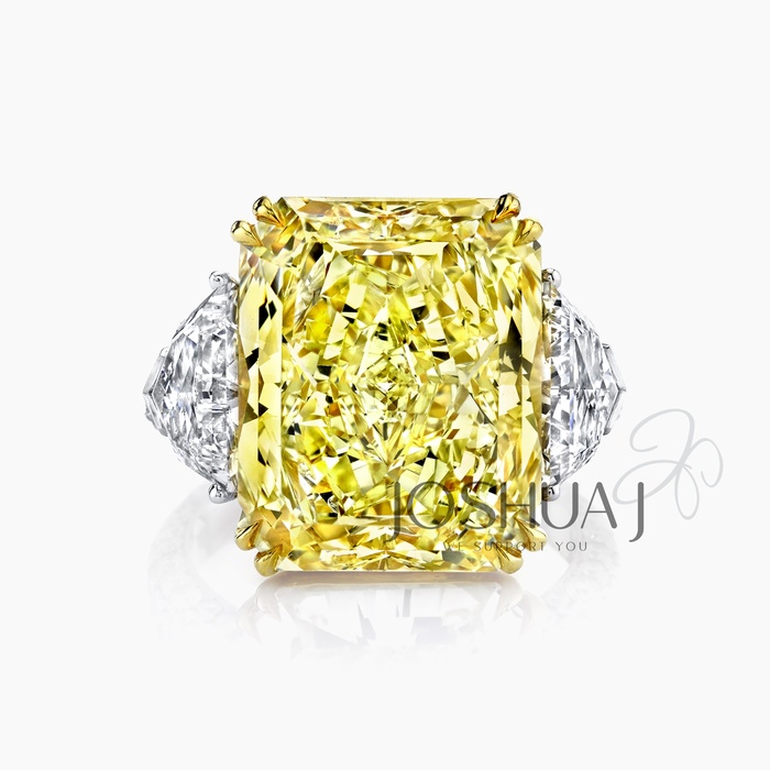 Fancy Yellow Radiant Diamond Three-Stone Ring