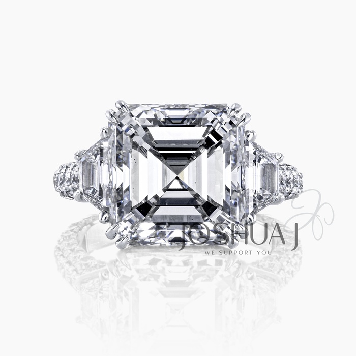 Asscher Diamond Three-Stone Ring