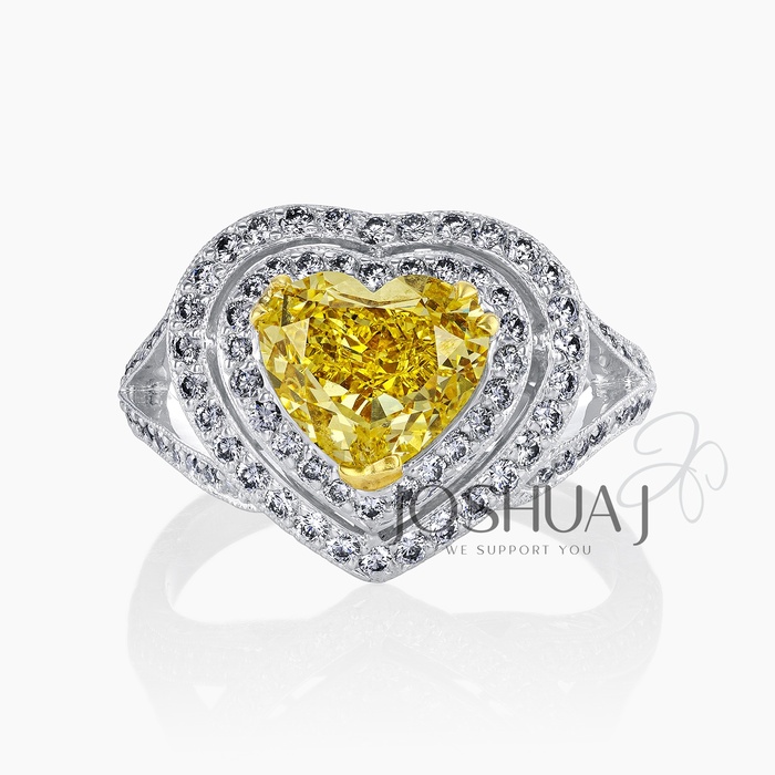 Fancy Intense Heart Diamond Ring