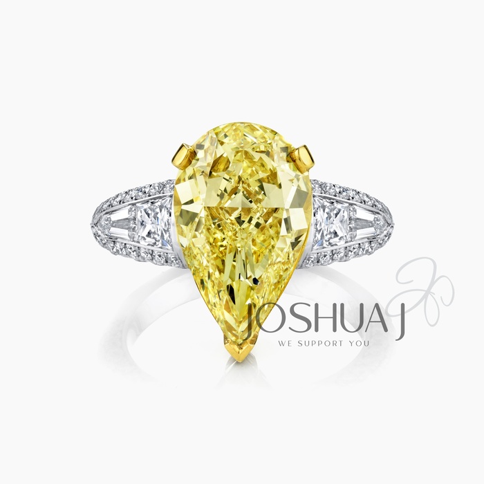 Fancy Yellow Pear Diamond Ring