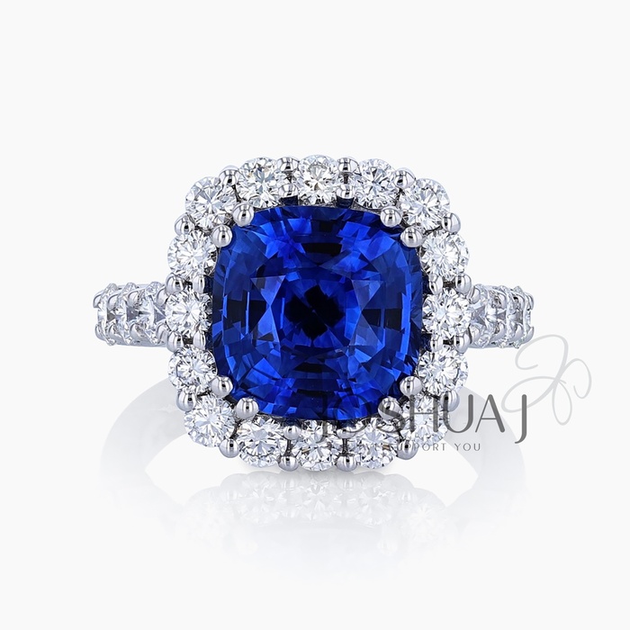 Cushion Sapphire Halo Ring
