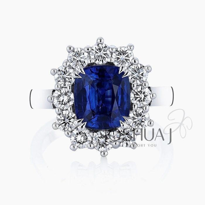 Cushion Sapphire Halo Ring