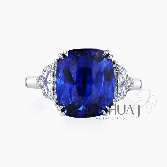 Cushion Sapphire Three-Stone Ring