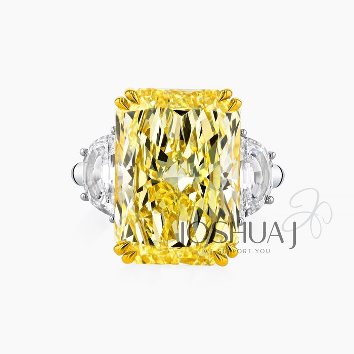 Fancy Yellow Radiant Three-Stone Ring