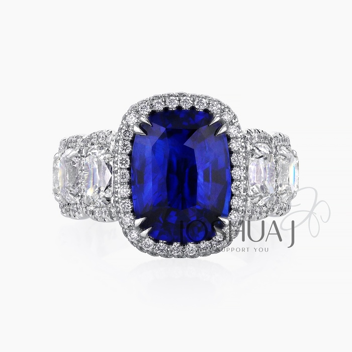 Cushion Sapphire Halo Ring