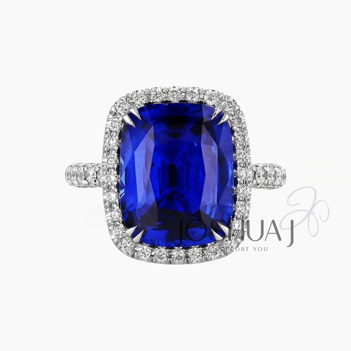 Cushion Sapphire Halo Ring