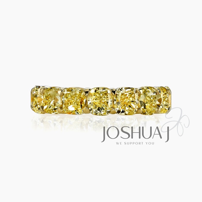 Fancy Yellow Cushion Diamond Eternity Ring