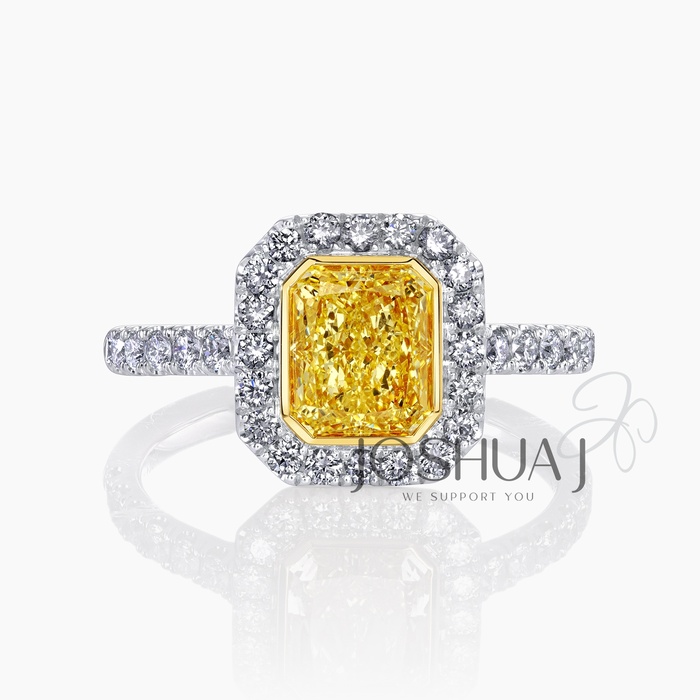 Fancy Light Radiant Diamond Halo Ring
