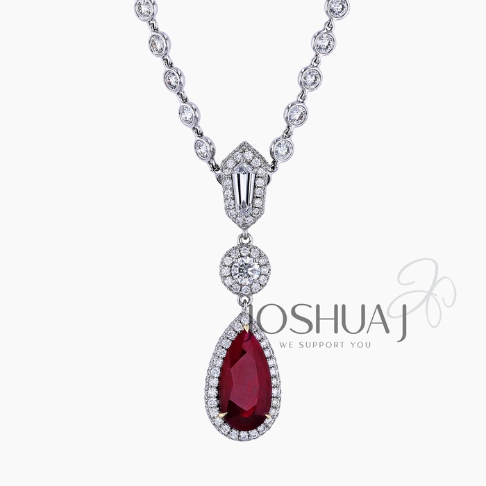 Round Ruby Drop Necklace