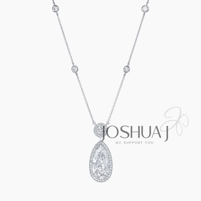 Pear Diamond Halo Necklace