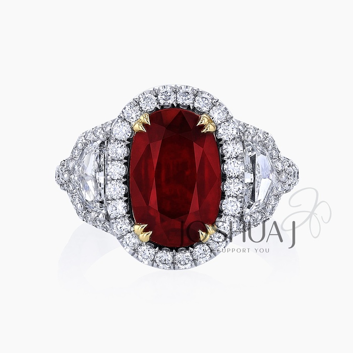 Oval Ruby Halo Ring