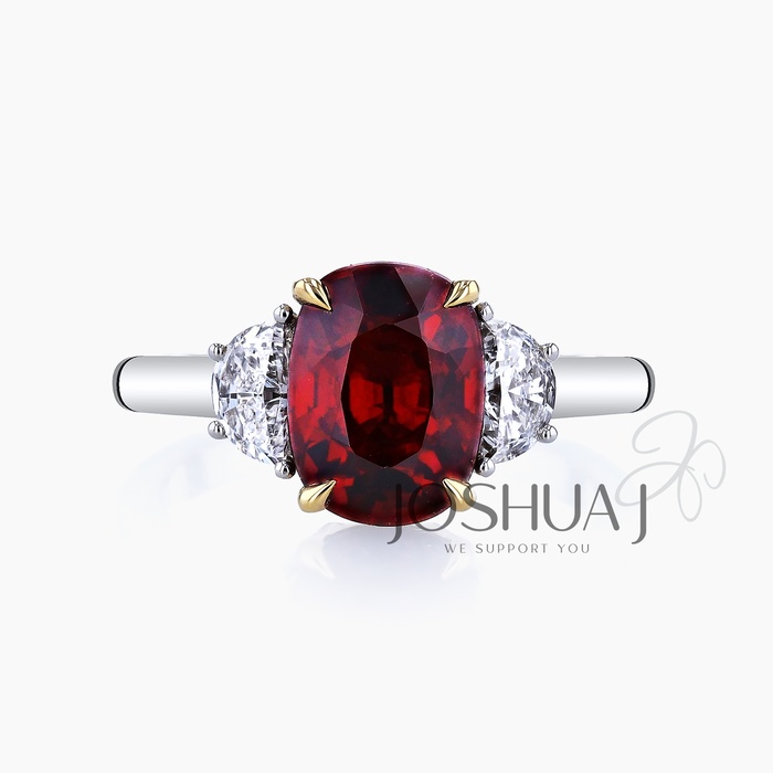 Oval Ruby Three-Stone Ring