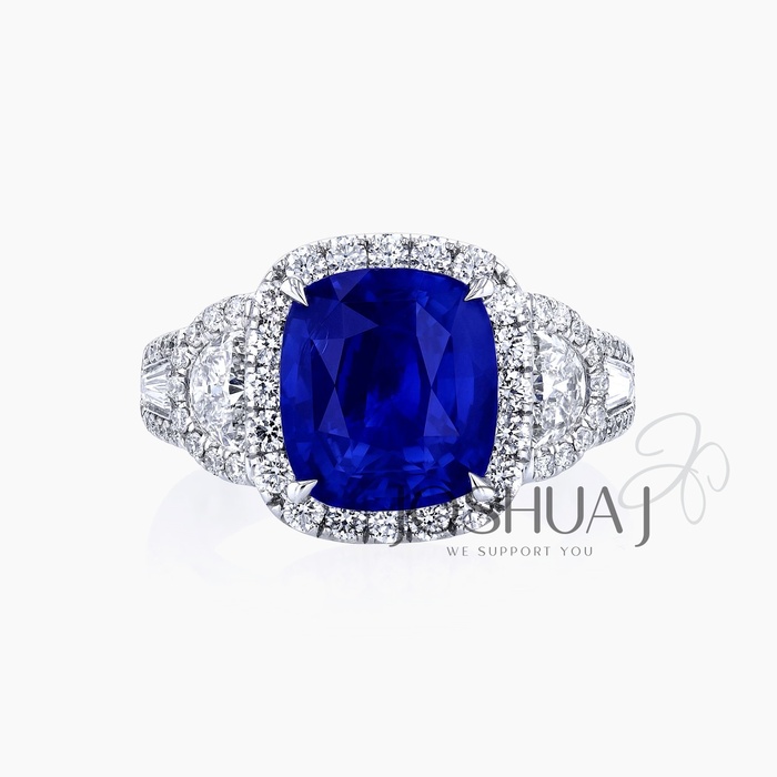 Cushion Sapphire Halo Ring