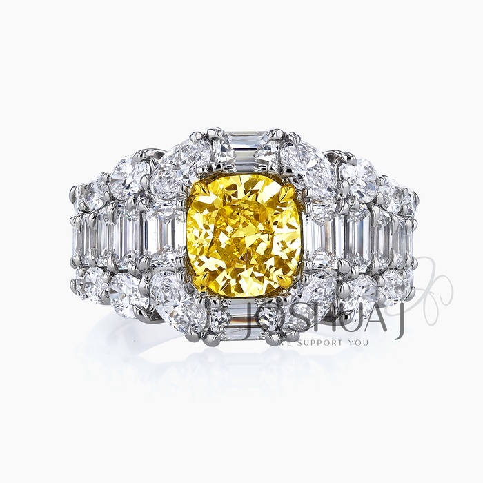 Fancy Yellow Cushion Diamond Halo Ring