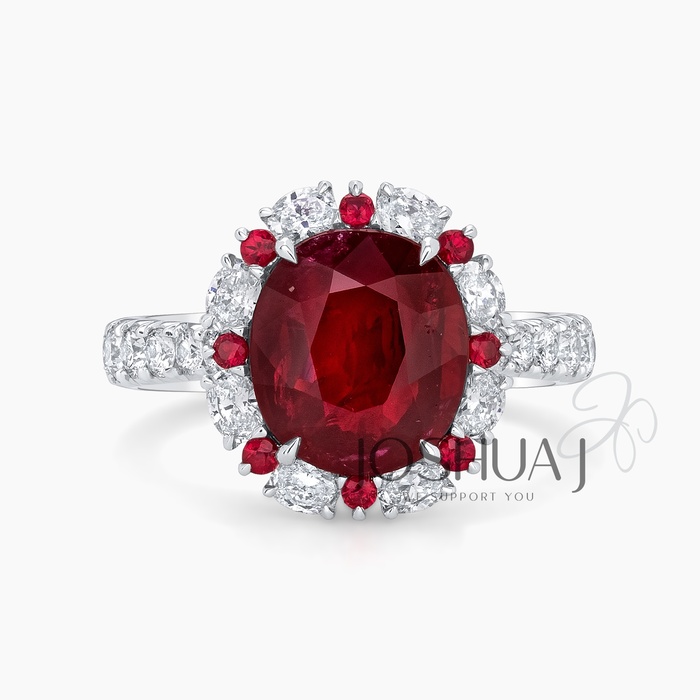Oval Ruby Halo Ring