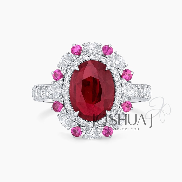 Oval Ruby Halo Ring