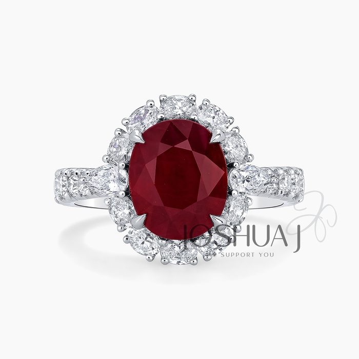 Oval Ruby Halo Ring