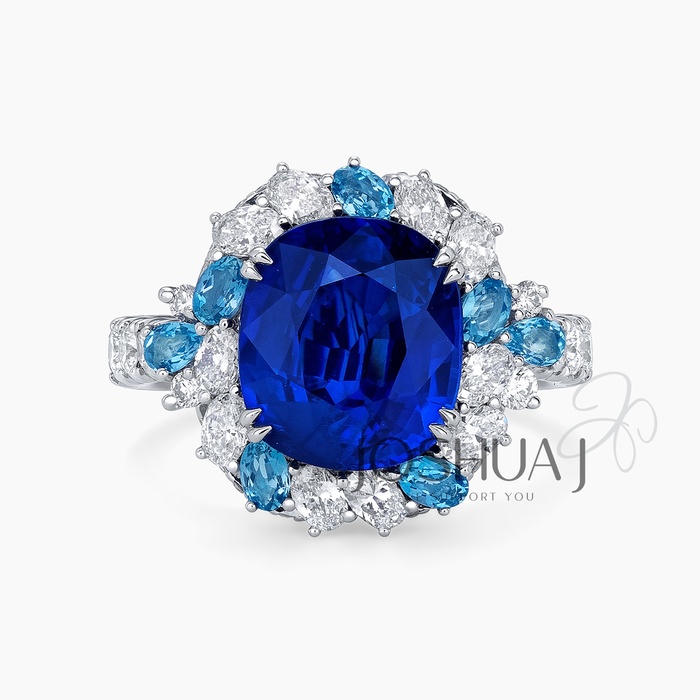 Cushion Sapphire Halo Ring