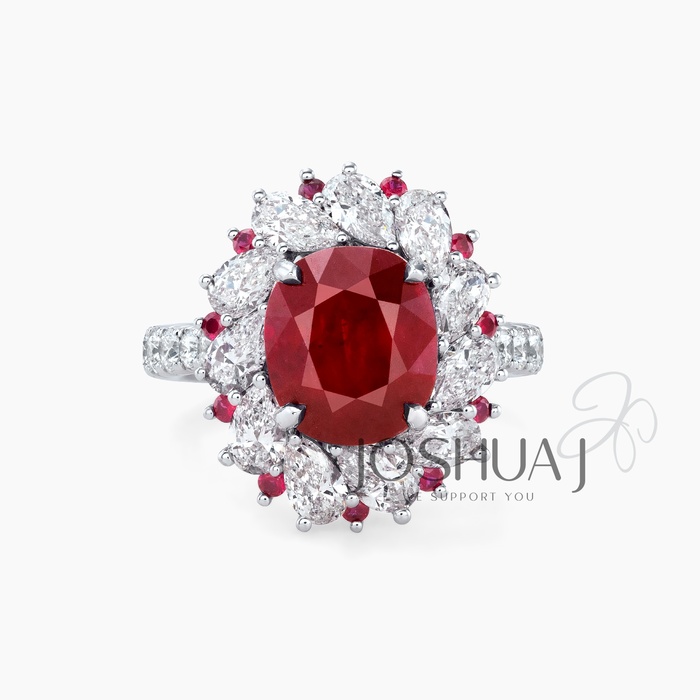 Oval Ruby Halo Ring