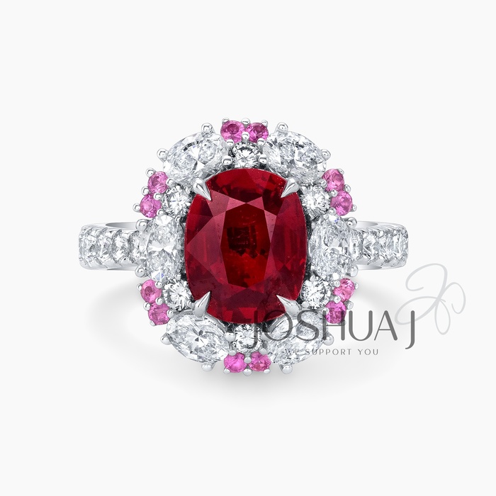 Radiant Ruby Halo Ring