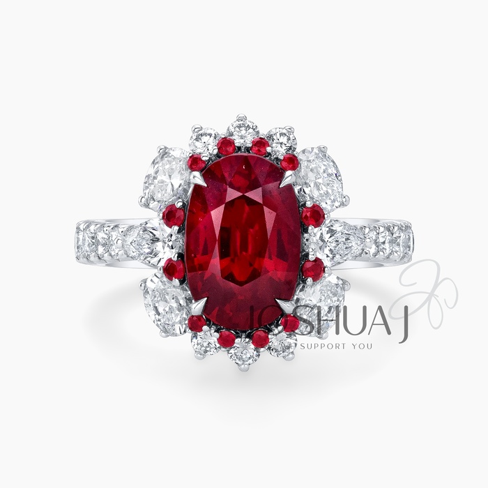 Oval Ruby Halo Ring