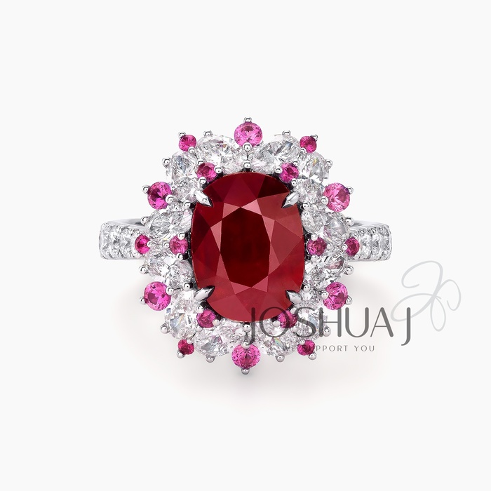Oval Ruby Halo Ring