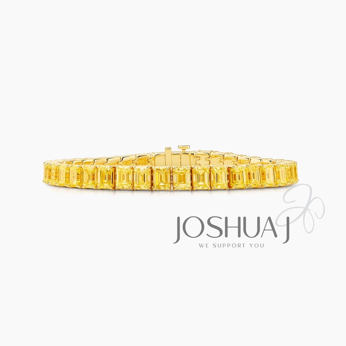 Fancy Intense Emerald-Cut Diamond Bracelet