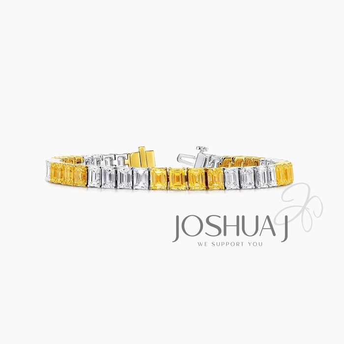 Fancy Intense Emerald-Cut Diamond Bracelet
