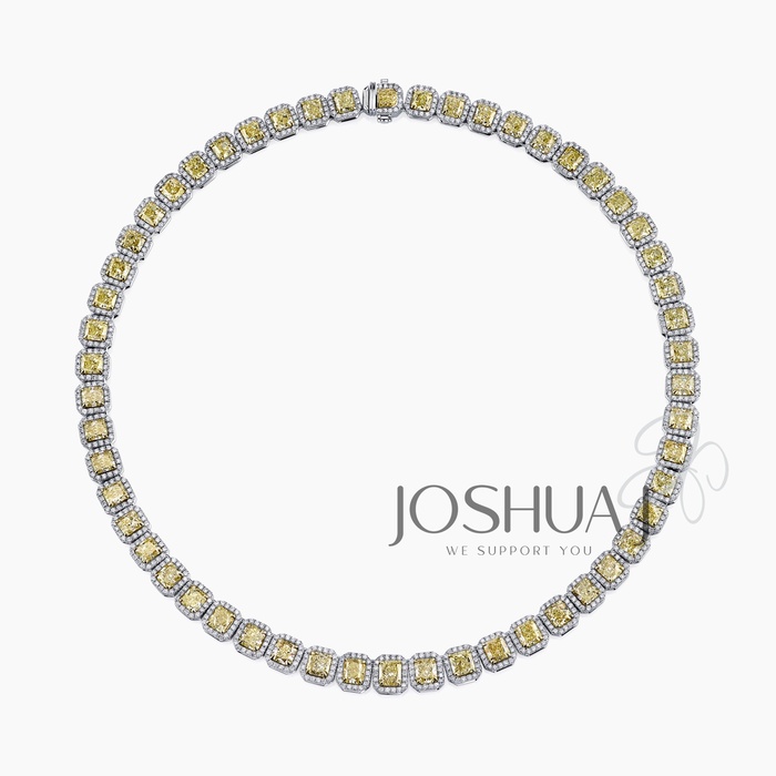 Fancy Yellow Radiant Diamond Necklace