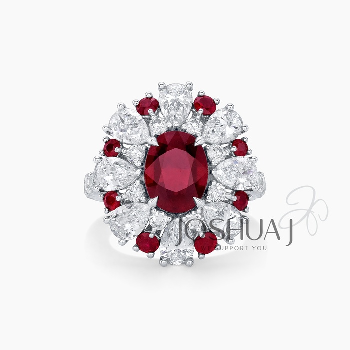 Oval Ruby Halo Ring