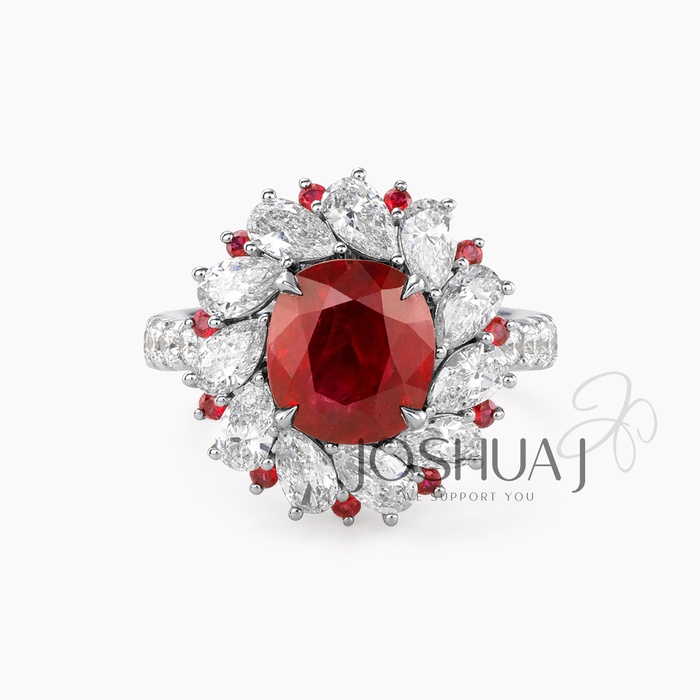 Cushion Ruby Halo Ring