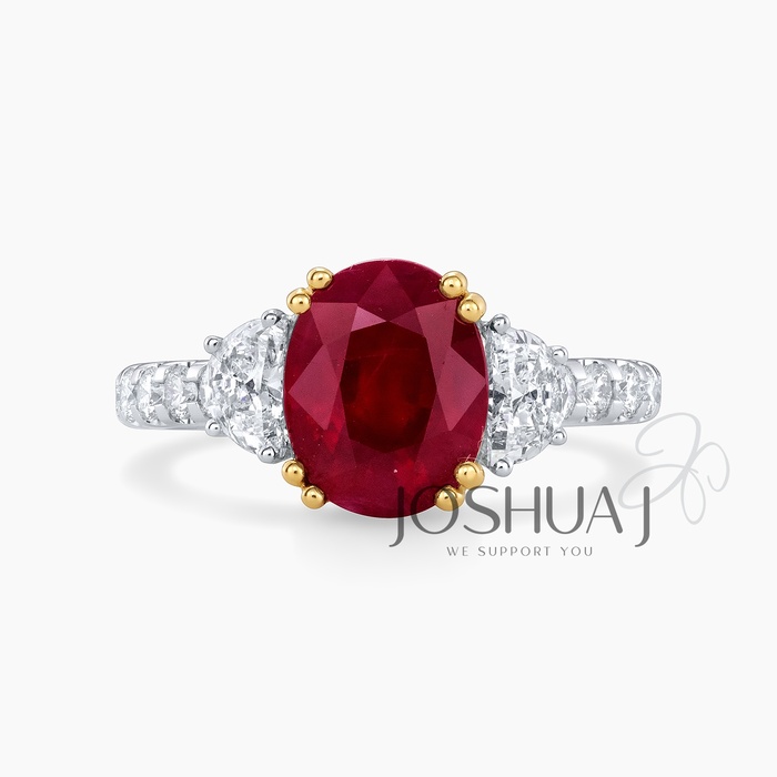 Oval Ruby Three-Stone Ring