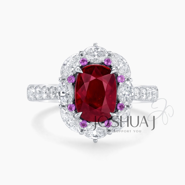 Cushion Ruby Halo Ring