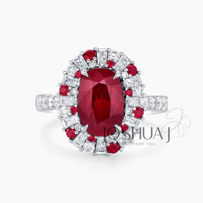Cushion Ruby Halo Ring