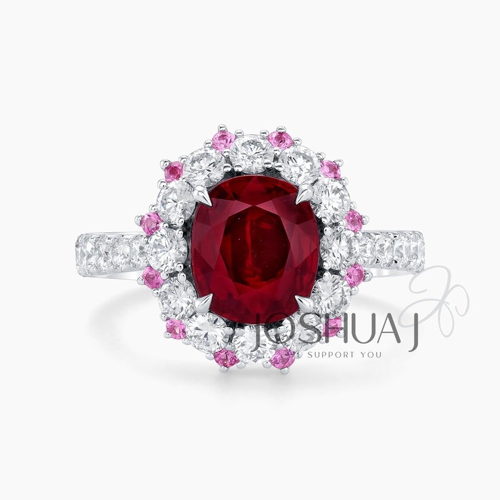 Cushion Ruby Halo Ring