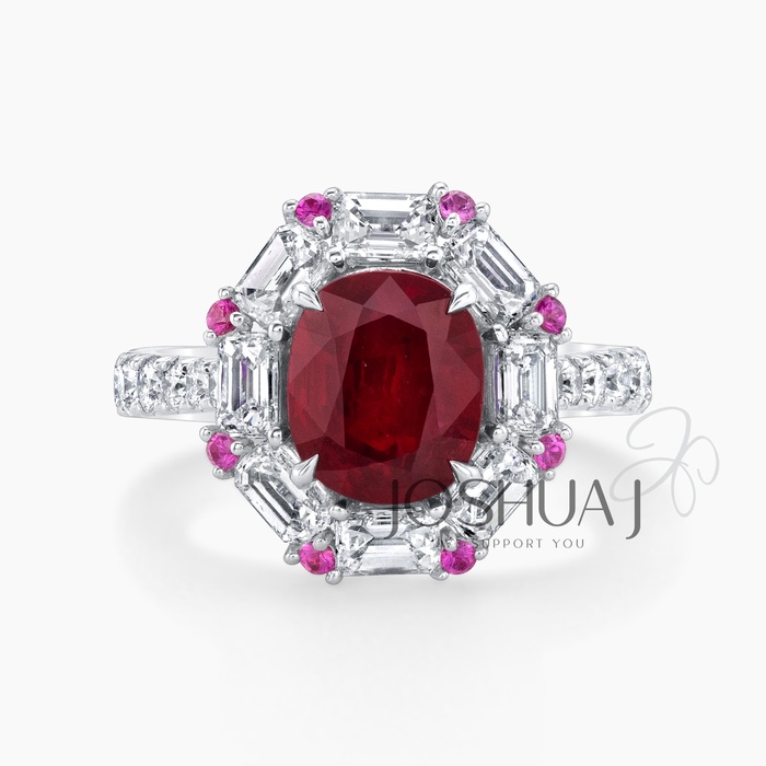 Cushion Ruby Halo Ring