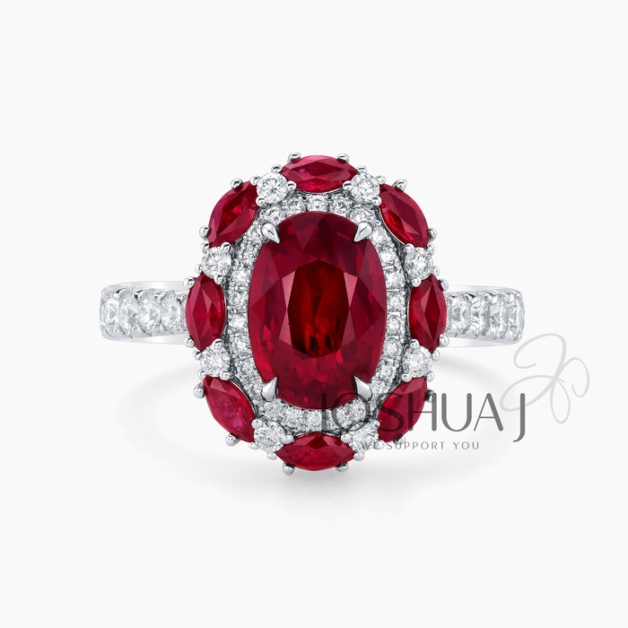 Oval Ruby Halo Ring
